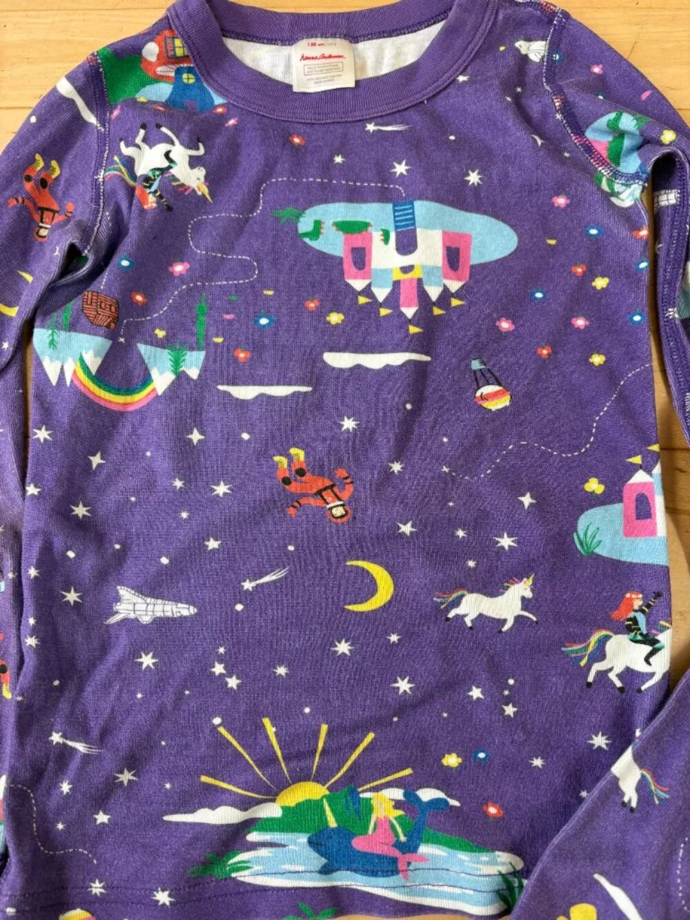 Hanna Anderson Pajamas 130 size 8 Lot Of 2 Polar Bear + Castle long sleeve